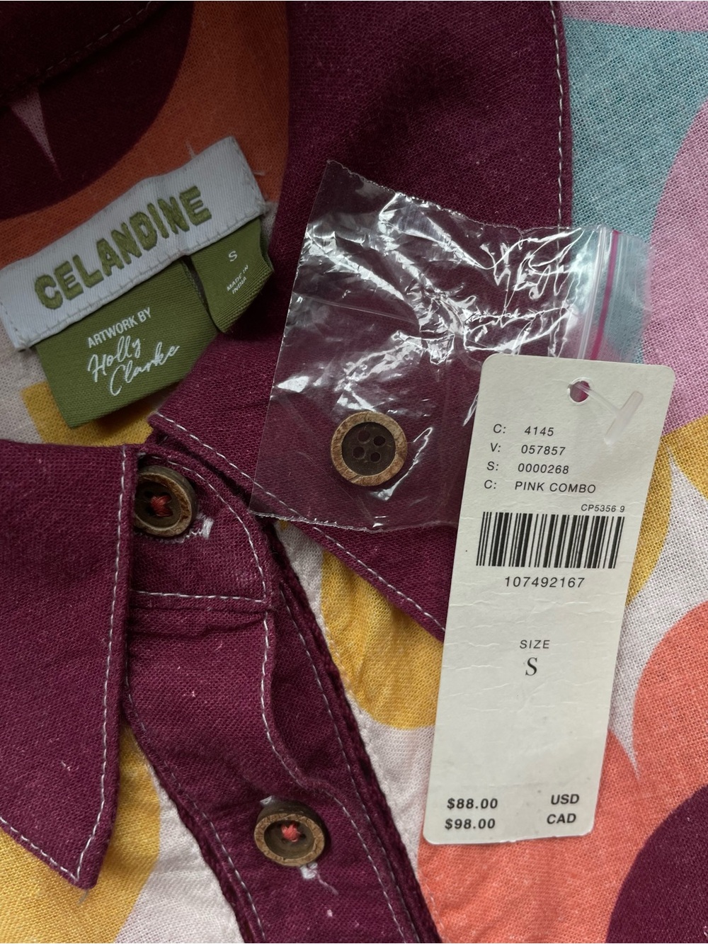 NWT Anthro Celandine x Holly Clarke Linen Blend Short Sleeve Button Down Shirt S - Picture 6 of 13